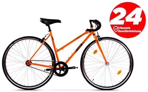 Rennräder : P-Bike Fahrrad Citybike 2 Gang 28 Zoll Vintage Retro Bull (Orange, 50)