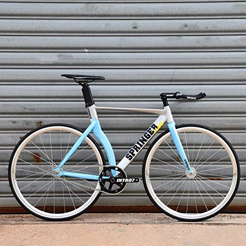Rennräder : Pakopjxnx Aluminium Alloy Frame Carbon Fork Single Speed Track Bicycle with Racing Wheel V Brake, 54cm(178cm-186cm)
