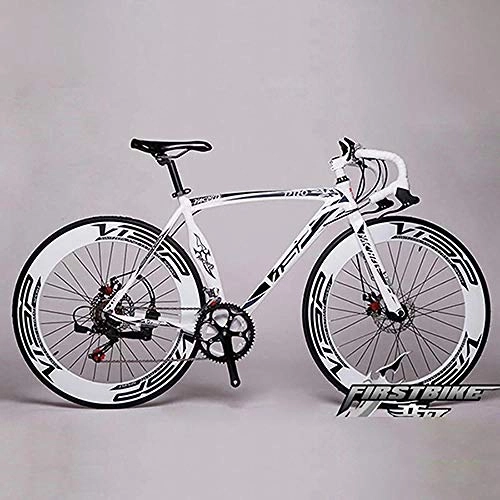 Rennräder : peipei Rennrad 48cm 51cm 54cm Rahmen 700C X 70mm Fahrrad Rennrad Scheibenbremse Rennrad-White_54CM mit Variabler Geschwindigkeit