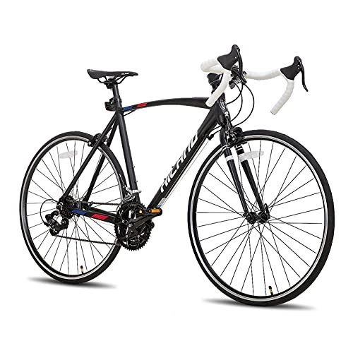 Rennräder : QEEN 700c 14 Geschwindigkeit Aluminiumrahmen Rennrad Fahrrad Shimano Teile (Color : HIR7003bk, Size : 14)