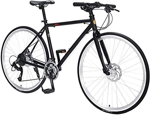 Rennräder : QUETAZHI 30-Gang-Rennrad, Aluminiumrahmen, Doppelscheibendoppelaufhebung Fahrradspeichen, Bewegung des Reifens, schwarz / Silber (Farbe: Silber) QU604 (Color : Black)