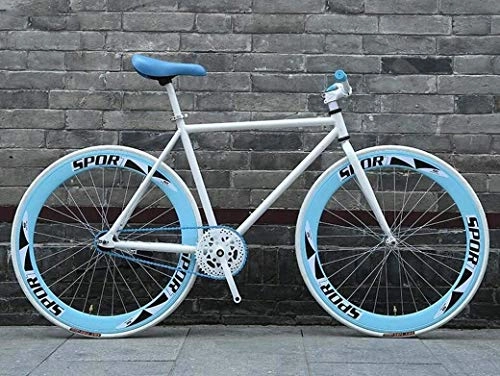 Rennräder : QZ Straen-Fahrrad, 26-Zoll-Bikes, Stripped Zurck Fixie Bremssystem, High Carbon Stahlrahmen, Straenfahrradrennen, Mnner und Frauen Erwachsener (Color : E)