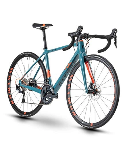 Rennräder : RAYMON Raceray 8.0 Carbon Rennrad Petrol blau / orange 2021: Größe: 56 cm