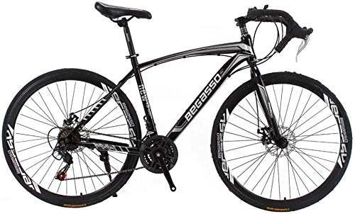 Rennräder : Rennrad 700C 30 Speed City Bikes Curved Lenker Unisex Outdoor Radfahren Doppelscheibenbremse Leichtes Rennrad (Color : Black)