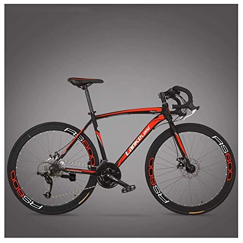 Rennräder : Rennrad, ultraleichtes Fahrradrahmen für Erwachsene mit hohem Kohlenstoffgehalt, Carbon-Gabel-Ausdauer-Rennrad, City Utility-Fahrrad, 3-Speichen-Schwarz, 27-Gang, Rot, 27-Gang