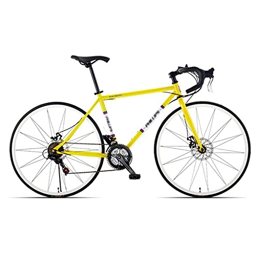 Rennräder : Rennradfahrräder Für Männer 68 cm Rahmen Fahrrad Für Erwachsene Fahrrad Straße Fahrrad Dual Scheibenbremse Bicycle Herren Fahrrad, 21 Geschwindigkeit(Color:Gelb)