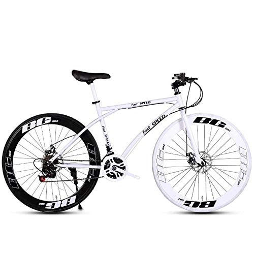 Rennräder : Rennräder für Herren und Damen, 26-Zoll-Fahrräder mit 24 Geschwindigkeiten, nur für Erwachsene, Rahmen aus Stahl mit hohem Kohlenstoffgehalt, Doppelscheibenbremse für Rennräder D.