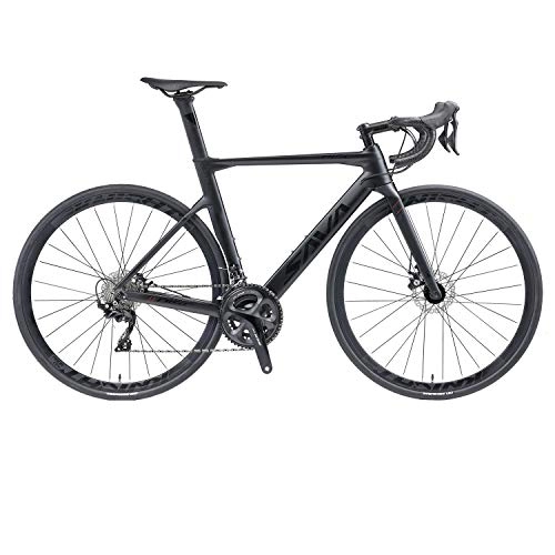 Rennräder : SAVADECK Scheibenbremse Rennrad 700C Carbon Rahmen Fahrrad mit Shimano 105 R7000 22 Gang Schaltgruppe und mechanische Scheibenbremse (Grau, 56cm (für 186cm-195cm))