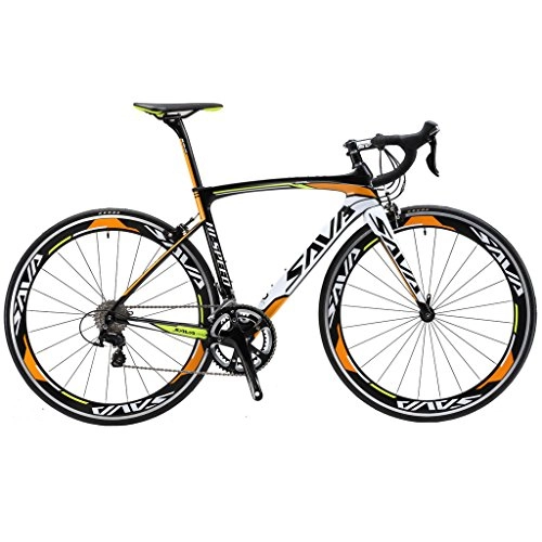Rennräder : SAVADECK Warwind5.0 Carbon Rennrad 700C Vollcarbon Rahmen Rennräder mit Shimano 105 R7000 22-Fach Kettenschaltung Ultraleichtes Kohlefaser Fahrrad (Orange, 48cm)