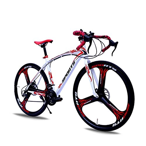 Rennräder : SHTST 700c Rennrad - 21-Gang-Verschiebungshebel und Doppelscheibenbremsen für Erwachsenenrennen, Langlauffahrrad (Color : White red)