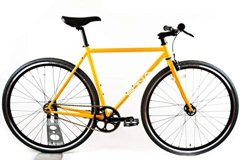 Rennräder : SONA Original Singlespeed Fixed Gear Bikes | Urban Commuter City Fixie Bike | Entworfen und handgebaut in Dublin | Flip Flop Bike Nabe | Festrad & Freilauf M Orange
