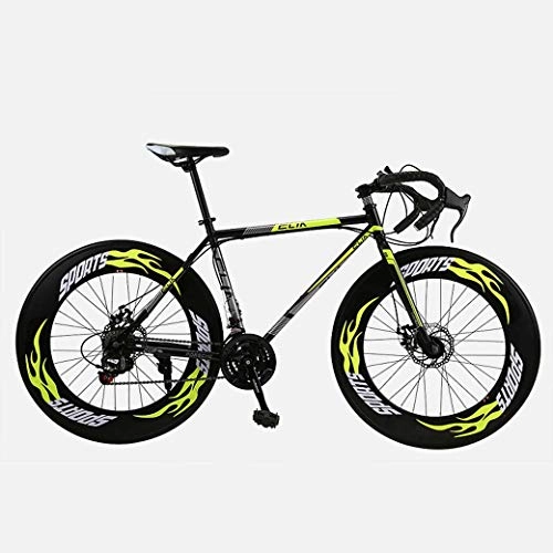 Rennräder : Straen-Fahrrad, 26 Zoll 27-Speed Bikes, Doppelscheibenbremse, High Carbon Stahlrahmen, Straenfahrradrennen, Mnner und Frauen Erwachsener, Gelb