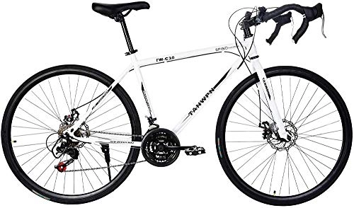 Rennräder : SYCY 21-Gang-Leichtmetall-Rennrad aus Aluminium - 700c-Räder Mountainbike Begasso Simanos Aluminiumrahmen-Scheibenbremsen mit Vollfederung-B.