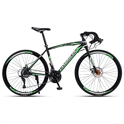 Rennräder : TBNB 700c Rennrad, 24 / 26 Zoll Rennrad für Erwachsene, City-Pendlerfahrrad aus Stahl, 21-27 Gänge, Doppelscheibenbremsen Mountainbikes für Herren und Damen (Grün 27 Gänge)