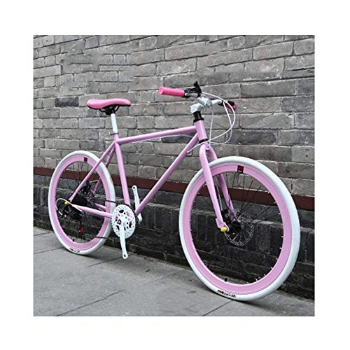 Rennräder : Ti-Fa Rennrad 700C Race Bike 7 Gang Carbon Rahmen Fahrrad Schaltung mit Scheibenbremse Cross Rennrad für Damen und Herren, Pink 24 in