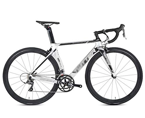 Rennräder : TSTZJ Rennrder, 2, 0 Carbon-Rennrad Rennrad 700C Carbon-Faser-Straen-Fahrrad mit 16-Gang-Kettensystem und Doppel-V Bremse, titanium-46cm