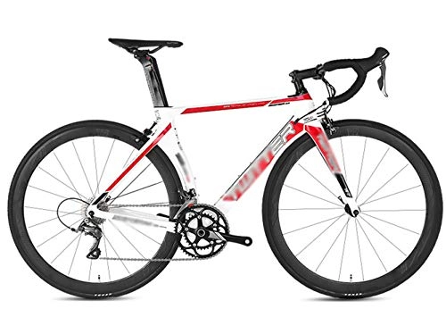 Rennräder : TSTZJ Rennrder, 2, 0 Carbon-Rennrad Rennrad 700C Carbon-Faser-Straen-Fahrrad mit 16-Gang-Kettensystem und Doppel-V Bremse, white-46cm