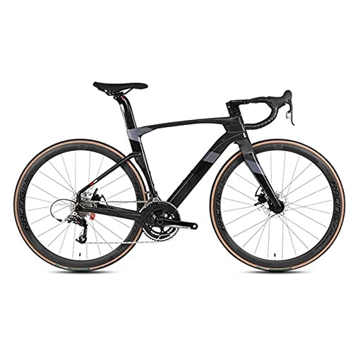 Rennräder : WANYE Carbon Rennrad, Carbon 700C Rennrad Mit 22 Gang Gruppe Ultraleichter Carbon Laufradsatz Sattelstütze Gabel Fahrrad black-54cm