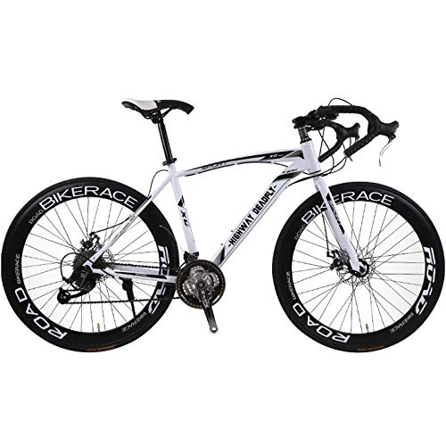 Rennräder : WGFGXQ Rennrad, Rahmen aus kohlenstoffhaltigem Stahl, 26-Zoll-27-Gang-Bikes mit Doppelscheibenbremse für Erwachsene für Männer und Frauen