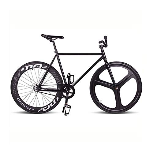 Rennräder : without logo AFTWLKJ Magnesium-Legierung Rad 3 Speichen Fixie Fahrrad, Fixed Gear Bike 700C * 23 70mm Felgen 52cm komplettes Rennrad (Color : Black, Size : 52cm(175cm 180cm))