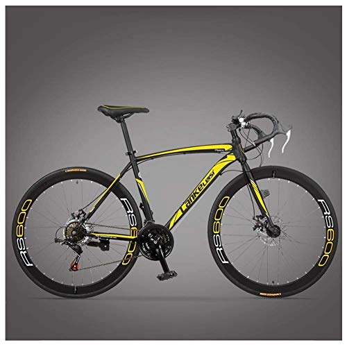 Rennräder : WJSW Rennrad, ultraleichtes Fahrradrahmen für Erwachsene mit hohem Kohlenstoffgehalt, Carbon-Gabel-Ausdauer-Rennrad, City Utility-Fahrrad, Gelb, 21-Gang