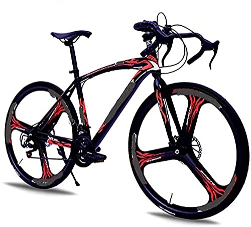 Rennräder : WQFJHKJDS Fahrrad, 21-Fach Rennrad 700c Rad Rennrad Doppelscheibenbremse Bike (Color : Black and red)