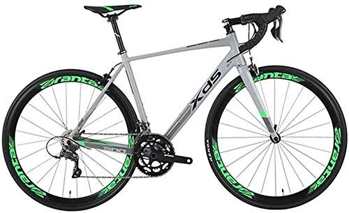 Rennräder : XIUYU Rennrad, Erwachsene 16 Speed ​​Racing Fahrrad, 480MM Ultra-Light Aluminium Alurahmen Stadt-Pendler-Fahrrad, ideal for unterwegs oder Dirt Trail Touring (Color : Silver)