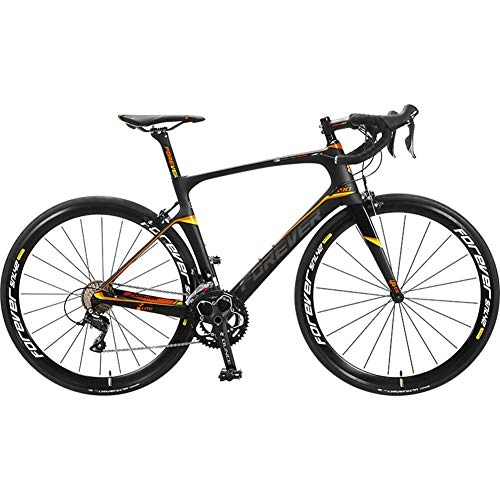 Rennräder : XMXWQ Carbonfaser-Endurance-Rennräder 16 Speed-Speichen Felgen 700C Straßen-Fahrrad-Klemmbremse Fahrrad 48 cm Rahmen, A