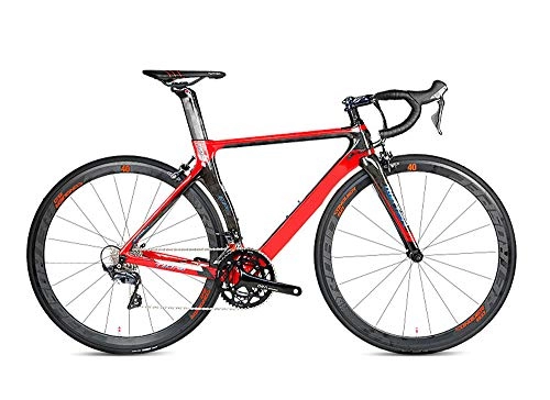 Rennräder : YALIXI Rennrad, 22 Gang 700C * 23C mnnliche und weibliche Fahrrder, 18K Carbonrahmen mit hohem Modul, winddichter Rahmen, Rot