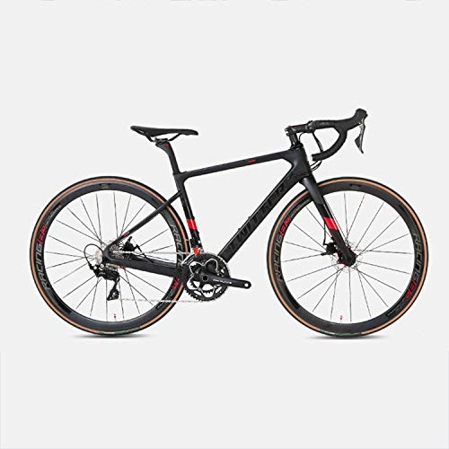 Rennräder : Yinhai Rennrad 700C Carbonrahmen, Shimano 105 / R7000 22-Gang-Umwerfersystem Ultraleichtes Straßenrennen, Black+red 51cm