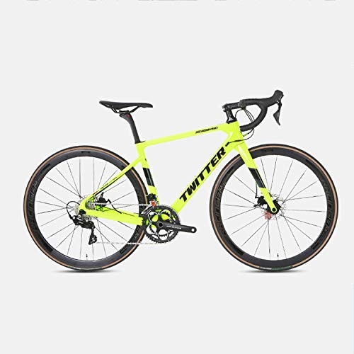 Rennräder : Yinhai Rennräder, 22-Gang-20-Zoll-Fahrräder, Carbonrahmen, Straßenradrennen, Doppelrad-Doppelbremsräder Mit Rädern, Green 51cm
