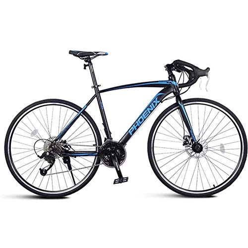 Rennräder : YSDS-JZ Adult Rennrad, Mnner Rennrad mit Doppelscheibenbremse, High-Carbon Stahlrahmen-Straen-Fahrrad, Stadt-Dienstprogramm Fahrrad, Blau, Blau, 21 Speed