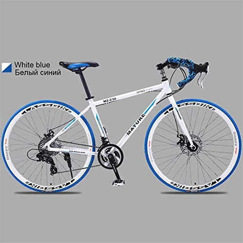 Rennräder : ZHTX 700C Aluminiumlegierung Rennrad 21 27 30 und 33 Speed-Straße Fahrrad Zwei-Disc Sand Rennrad Ultra-Light-Fahrrad (Color : White Blue, Size : 27Speed)