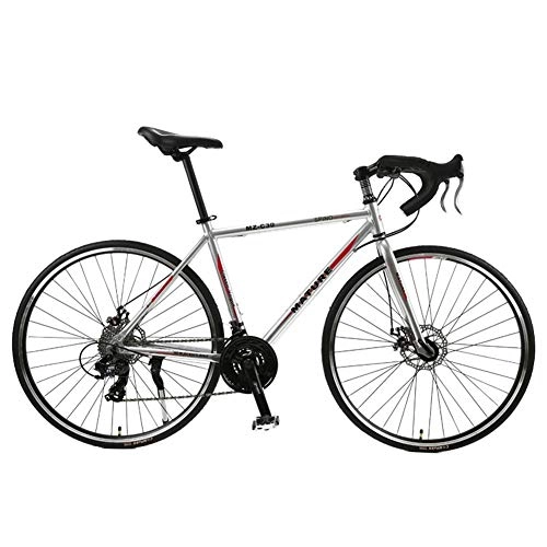 Rennräder : ZHTX 700C Rennrad 21 / 27 / 30 Geschwindigkeit ultraleichte Aluminiumlegierung Doppelscheibenbremse hochwertige Studenten Erwachsener Rennrad- Fahrrad (Color : Titanium Silver, Size : 27Speed)
