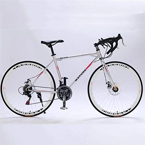 Rennräder : ZHTX 700C Rennrad 21 / 27 / 30 Variabler Geschwindigkeit Bicycle Bend Griff Doppelscheibenbremse Aluminiumstraßenfahrrad Männliche und weibliche Fahrrad (Color : Titanium Silver, Size : 21Speed)