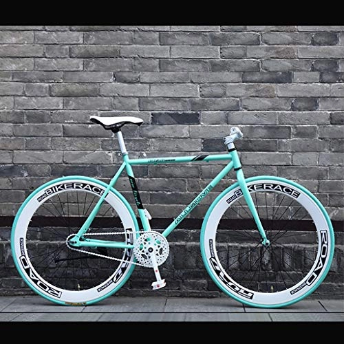 Rennräder : ZXLLO 26"-Rad Fixie-zahnrad Rennrad Straßenfahrrad Mit Einer Geschwindigkeit Kassettenräder Für Rückwärtsbremsen Fahrrad, Green / White