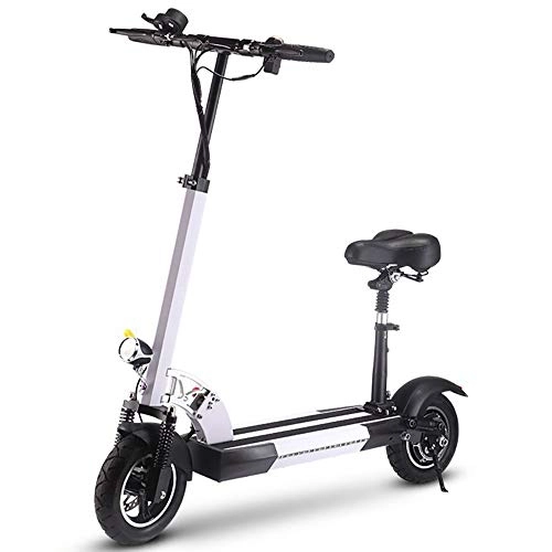 Electric Scooter : 10-Inch Electric Scooter 300W Motor 18.6 Miles Long-Distance Lithium Battery Folding Scooter 8.5-Inch Pneumatic Tires Adult Commuter Car, White
