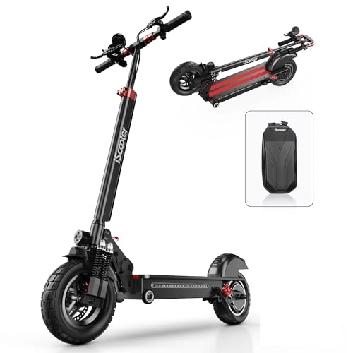 Electric Scooter : 10" Off-Road Electric Scooter Adults, iScooter iX5 Folding Electric Scooter for Adults, 45KM Long Range, 3 Speed Modes, 6 Shock Absorbers and LCD Display, Valentine Gifts