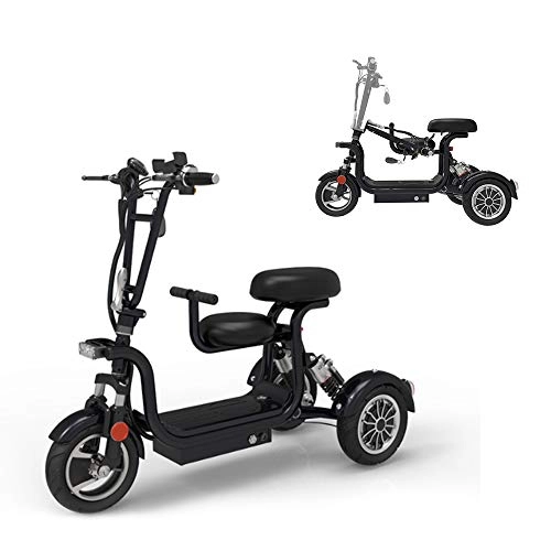 Electric Scooter : AA100 Portable electric tricycle mini leisure travel scooter 48V13A lithium battery life 65km for ladies / elderly disabled outdoor tricycle electric, Black