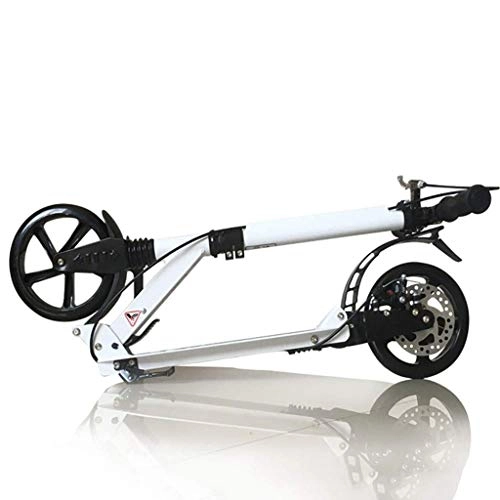 Electric Scooter : Adult Scooter, White Big Wheel Kick Scooter, Youth Adult Scooter With Double Brake Double Suspension, Stylish Folding Commuter Scooter, Load 150KG (non-electric)