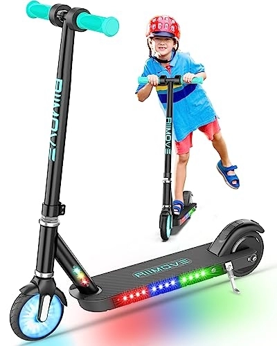 Electric Scooter : ALLMOVE 150W Electric Scooter for Kids Ages 6-12, Flash Wheel and Colorful Light, Kids Electric Scooter with Double Brakes, 12 km / h & 8 km Range, Electric Scooter Kids Boys Girls Best Gift