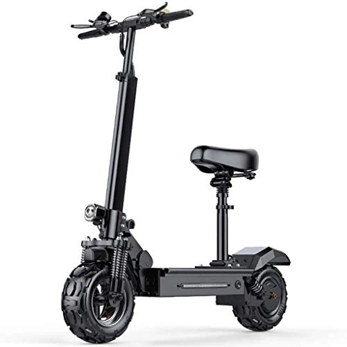 Electric Scooter : AOLI Folding Electric Scooter, Adults Scooter 48V 500W Brushless Motor Cruise Control Function with Seat Front and Rear Double Brakes City Commute Maximum Distance 150Km