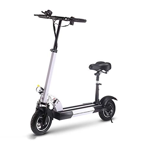Electric Scooter : AORISSE Electric Scooter, 36V Foldable Adult Electric Scooter with Seat, 3 Speed Modes, with LCD Display, Maximum Load 150Kg, Front LED Light Warning Tail Light Commuter Scooter, White, 36V 8A