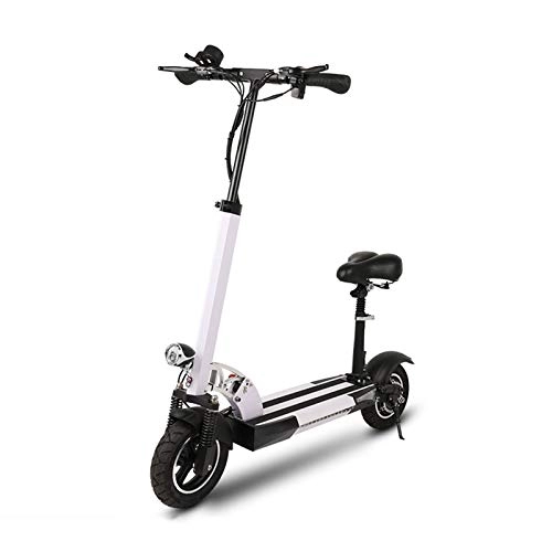 Electric Scooter : AORISSE Electric Scooter, 48V Foldable Adult Electric Scooter with Seat, 3 Speed Modes, with LCD Display, Maximum Load 150Kg, Front LED Light Warning Tail Light Commuter Scooter, White, 48V 13A