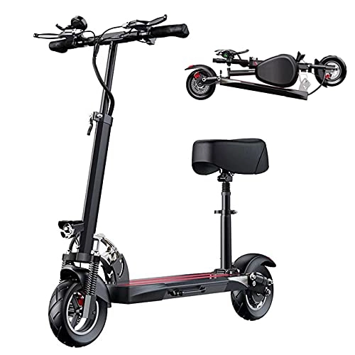 Electric Scooter : AORISSE Electric Scooter, Ultra-Light Portable Electric Scooter with Seat, 400W 36V Foldable Electric Scooter with LCD Screen, for Adults And Teenagers, Maximum Load 200KG, Black, 40_50KM