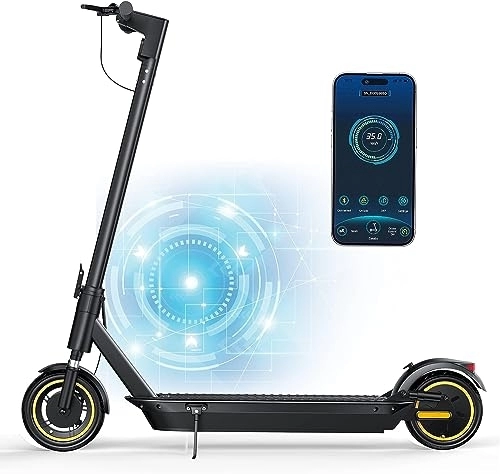 Electric Scooter : AOVOPRO Electric Scooter Adult, 350W Motor, 30km Long Range, Max Speed 25 km / h, 3 Speed Settings, App Control (10'' with dual suspension and 45 km range)