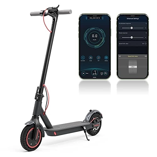 Electric Scooter : AOVOPRO ES80 Electric Scooter Adult, 10.5Ah, Fast 25km / h, 20-30km long-life battery, Foldable E-Scooter with Bluetooth App Control, LCD Display, Black
