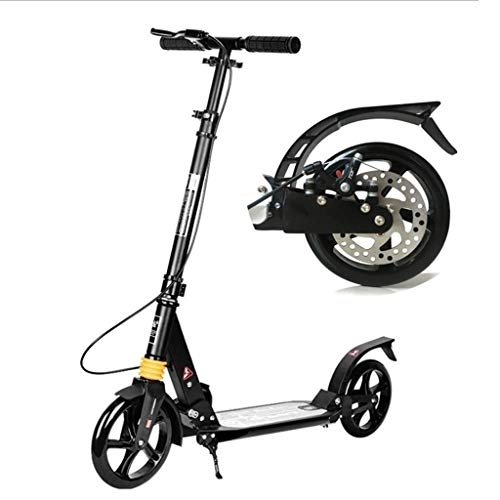 Electric Scooter : Big Wheel Kick Scooter, adult unisex scooter with disc brakes, black collapsible commuter scooter can carry 150KG, birthday gift for teenagers (non-electric)