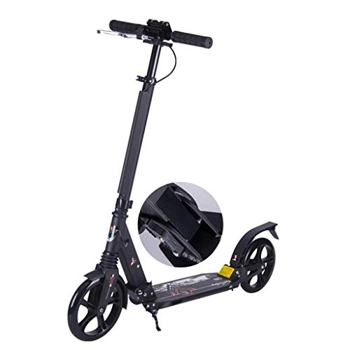 Electric Scooter : Big Wheel Kick Scooter, Adult Youth Scooter With Pedal Brakes, Black Foldable Commuter Scooter, Birthday Gift For Ladies Men (non-electric)