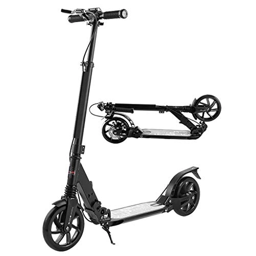 Electric Scooter : Big wheel scooter, adult youth scooter with hand brake, black folding commuter scooter, load 120KG (non-electric)